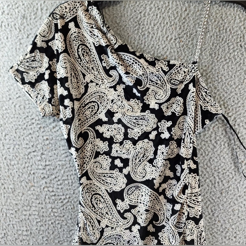 MICHAEL MICHAEL KORS Paisley Velvet One-Shoulder Dress - Picture 2 of 6